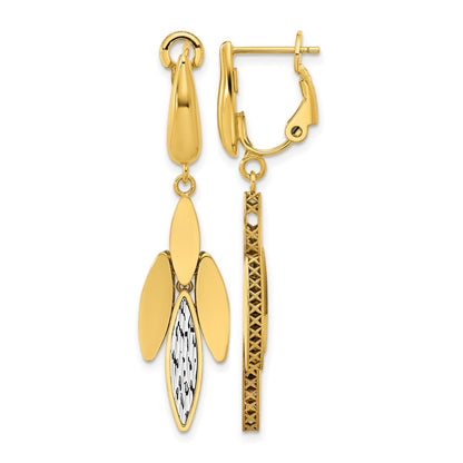 Polish/Dia-cut Fancy Dangle Omega Earrings