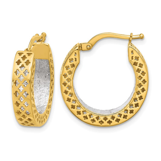 Polished and Diamond-cut Hoop Earrings - 4.75mm