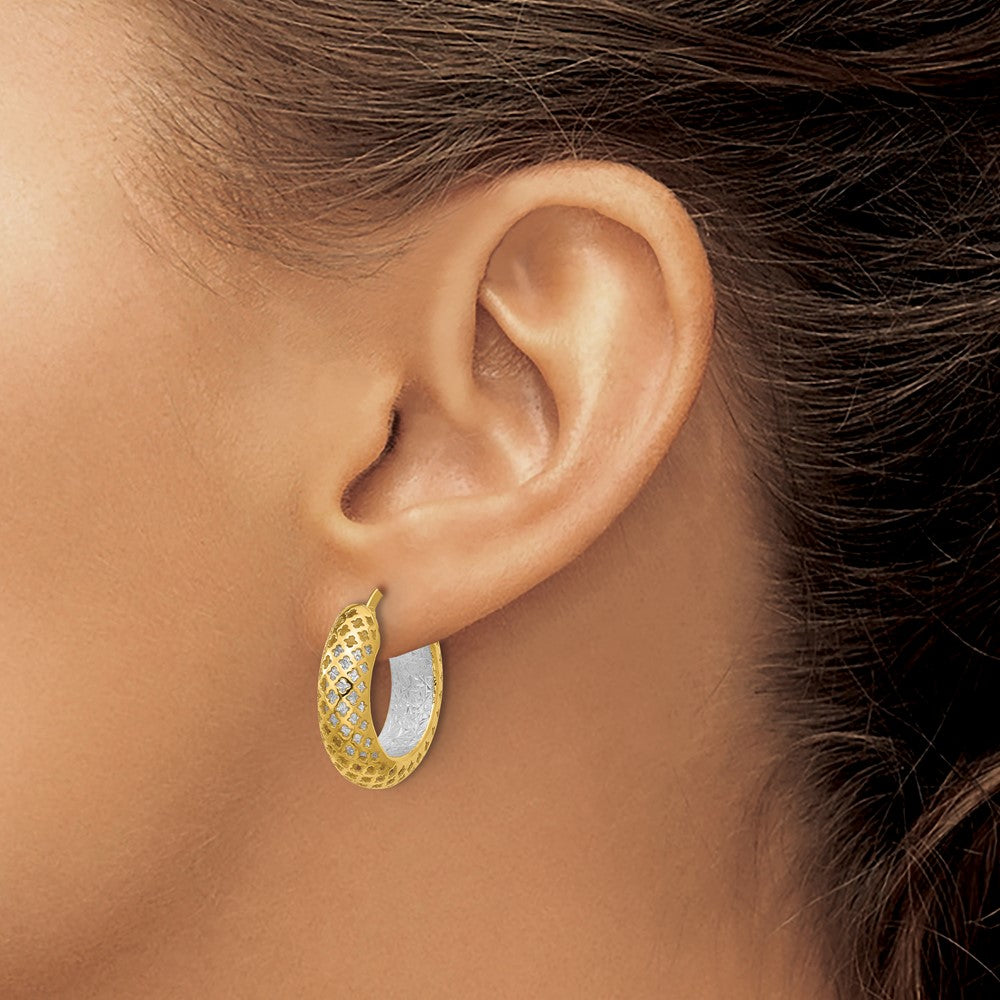 Polished and Diamond-cut Hoop Earrings - 5.75mm