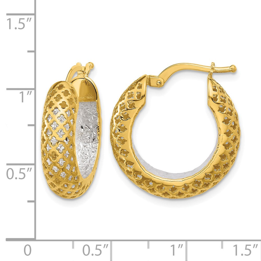 Polished and Diamond-cut Hoop Earrings - 5.75mm