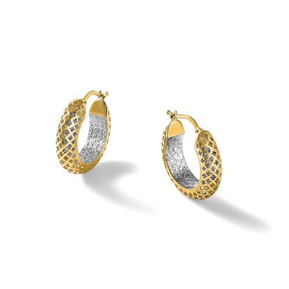 Polished and Diamond-cut Hoop Earrings - 5.75mm