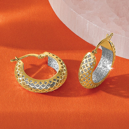 Polished and Diamond-cut Hoop Earrings - 5.75mm