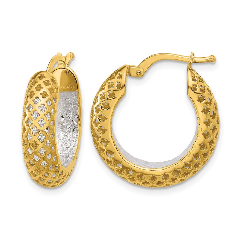 Polished and Diamond-cut Hoop Earrings - 5.75mm