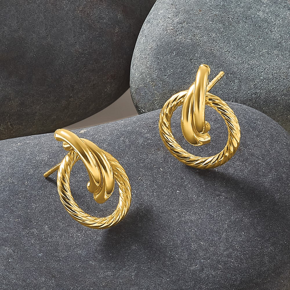 Polished and Twisted Circles Drop Post Earrings
