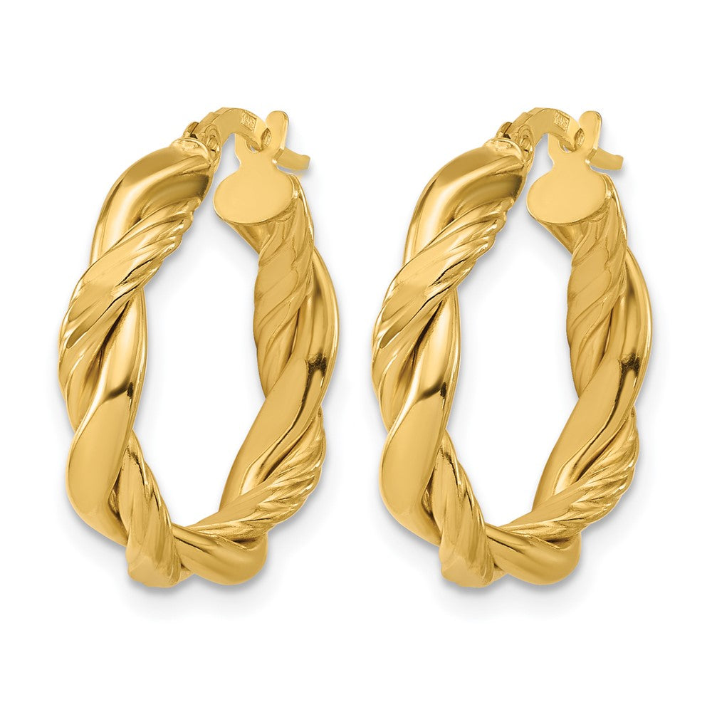 Polished and Twisted Round Hoop Earrings - 2.02g