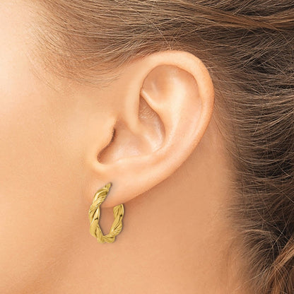 Polished and Twisted Round Hoop Earrings - 2.02g