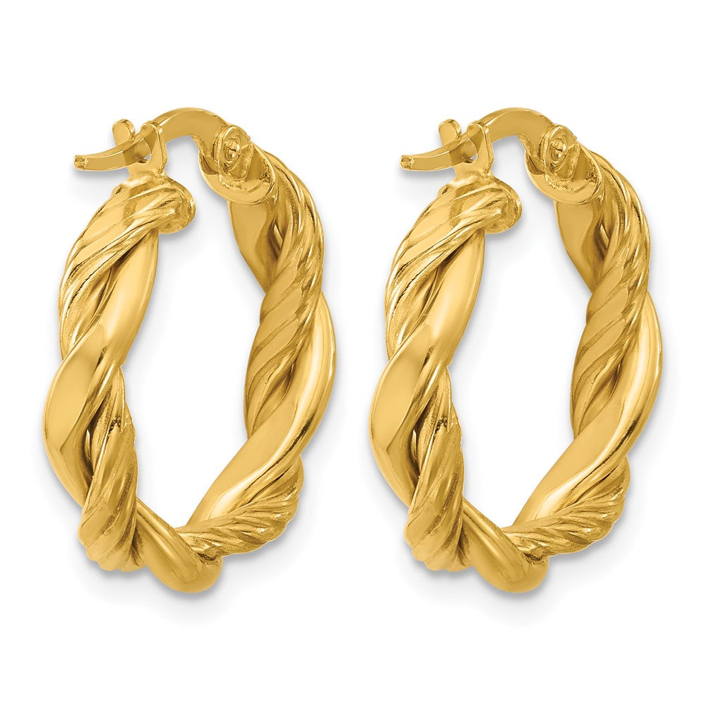 Polished and Twisted Round Hoop Earrings - 2.02g