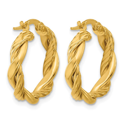 Polished and Twisted Round Hoop Earrings - 2.02g