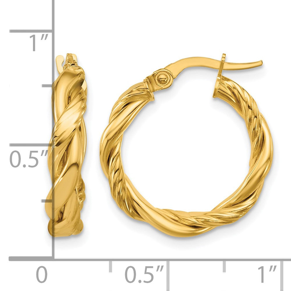 Polished and Twisted Round Hoop Earrings - 2.02g