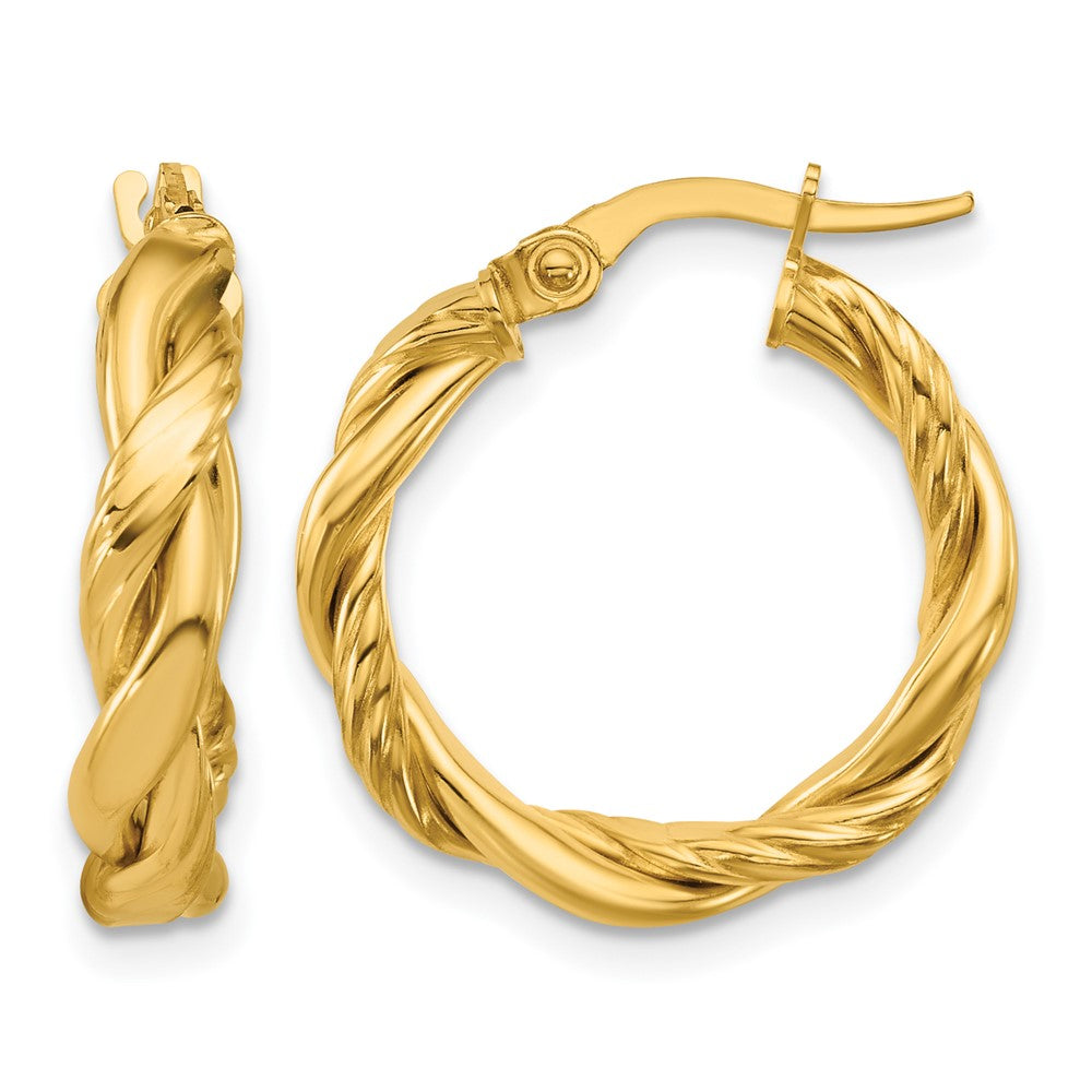 Polished and Twisted Round Hoop Earrings - 2.02g