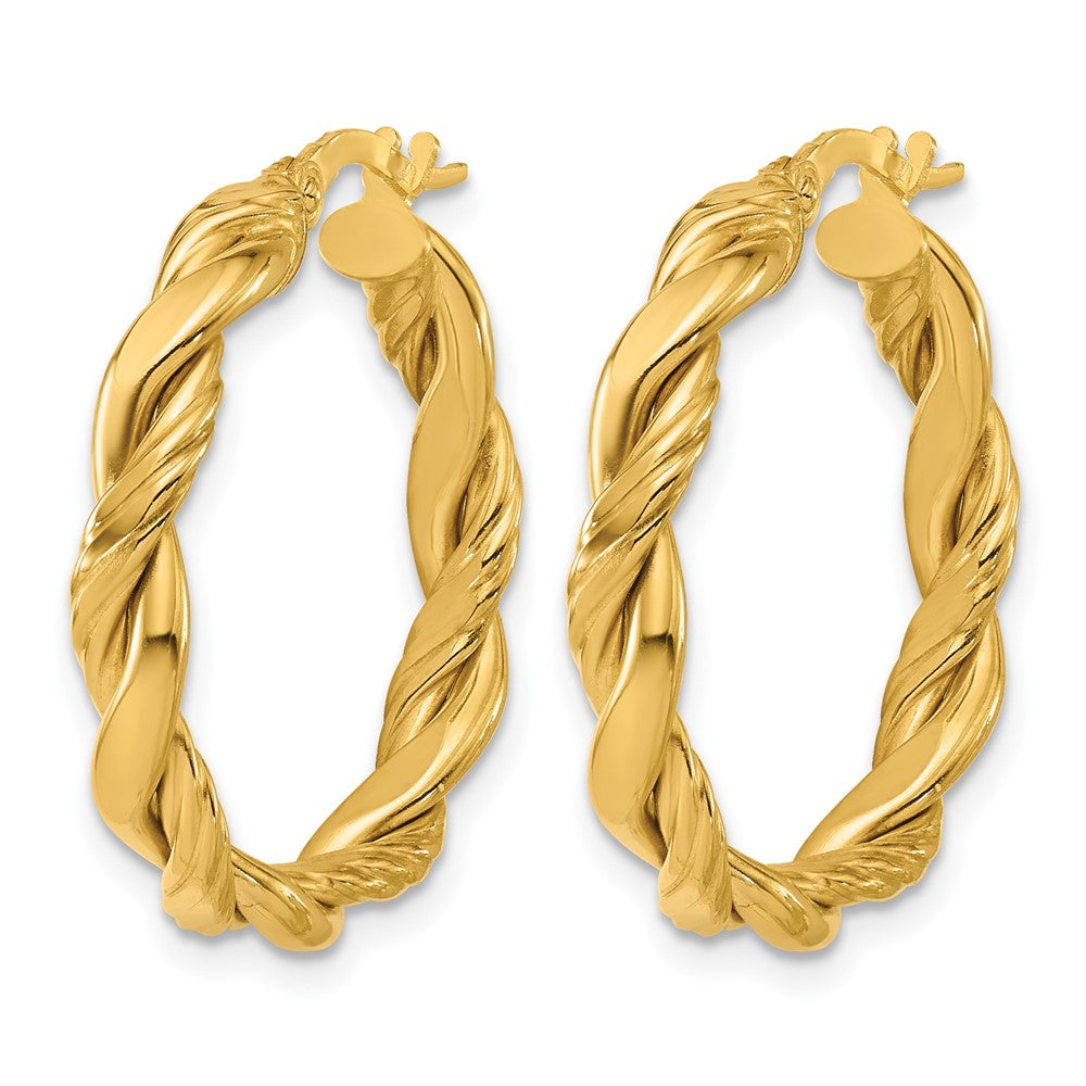 Polished and Twisted Round Hoop Earrings - 2.53g