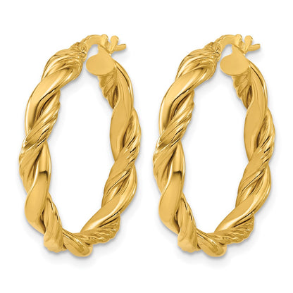 Polished and Twisted Round Hoop Earrings - 2.53g