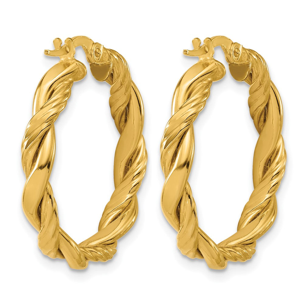Polished and Twisted Round Hoop Earrings - 2.53g