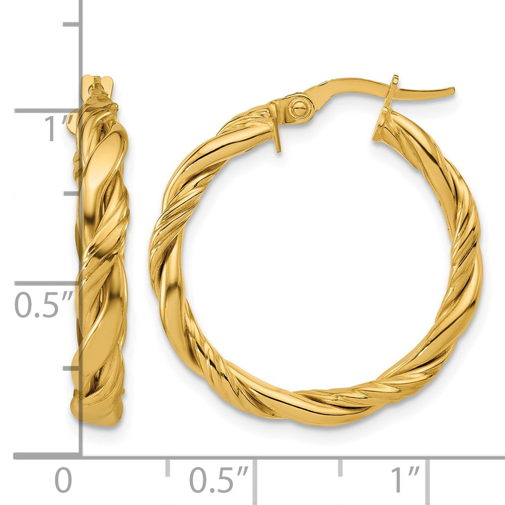 Polished and Twisted Round Hoop Earrings - 2.53g