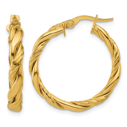 Polished and Twisted Round Hoop Earrings - 2.53g