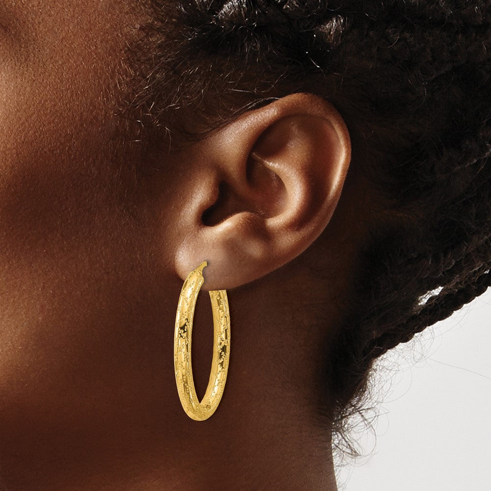 Polished Patterned Oval Hoop Earrings