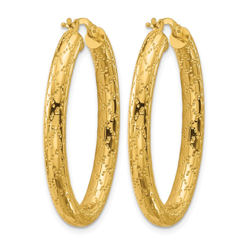 Polished Patterned Oval Hoop Earrings