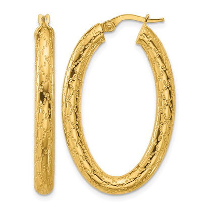 Polished Patterned Oval Hoop Earrings