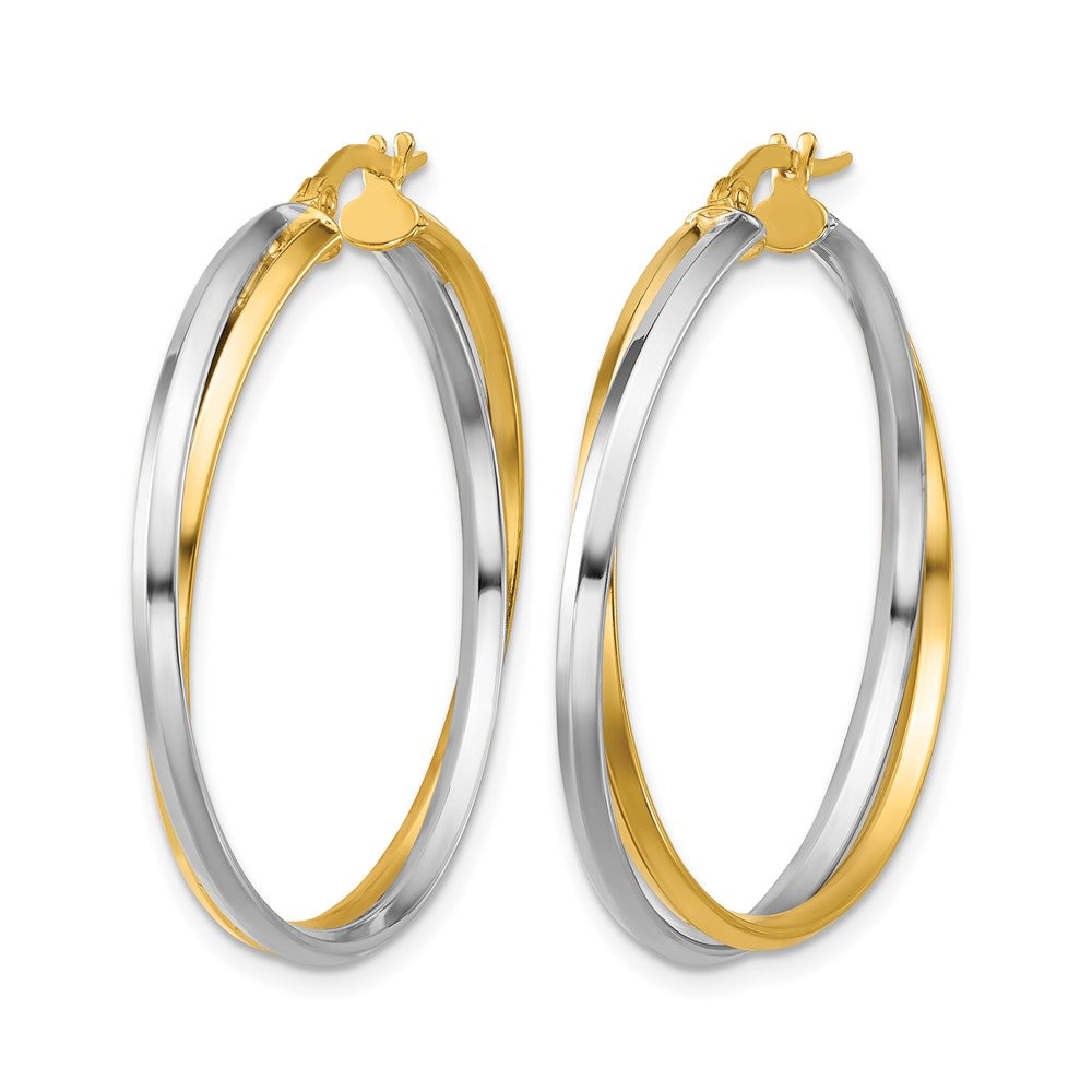 Polished Twist Round Hoop Earrings - 2.92g