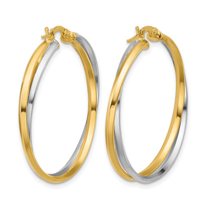 Polished Twist Round Hoop Earrings - 2.92g