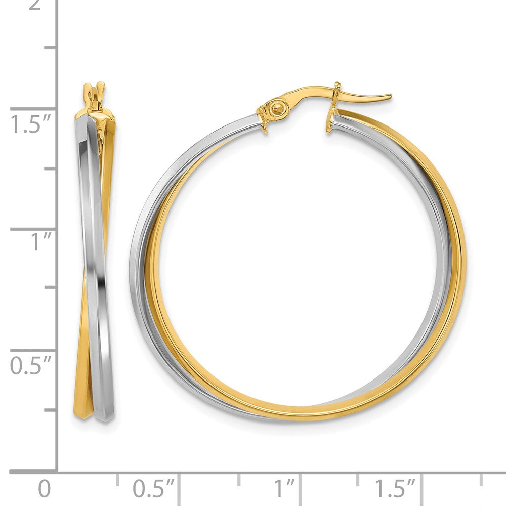 Polished Twist Round Hoop Earrings - 2.92g