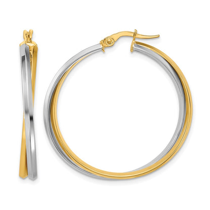 Polished Twist Round Hoop Earrings - 2.92g