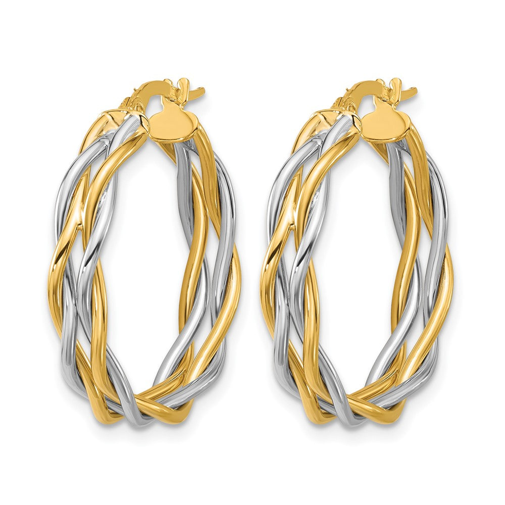 Polished Twisted Round Hoop Earrings - 2.63g