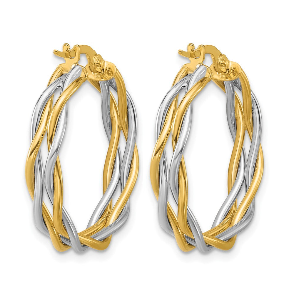 Polished Twisted Round Hoop Earrings - 2.63g