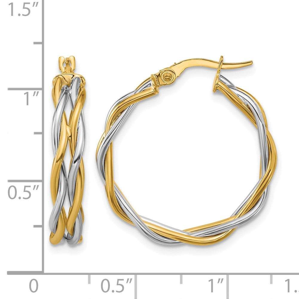 Polished Twisted Round Hoop Earrings - 2.63g