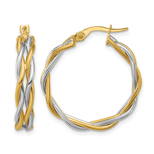 Polished Twisted Round Hoop Earrings - 2.63g
