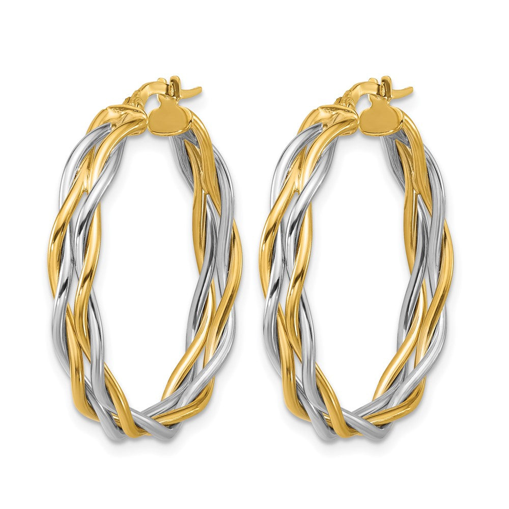 Polished Twisted Round Hoop Earrings - 3.08g