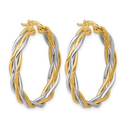 Polished Twisted Round Hoop Earrings - 3.08g