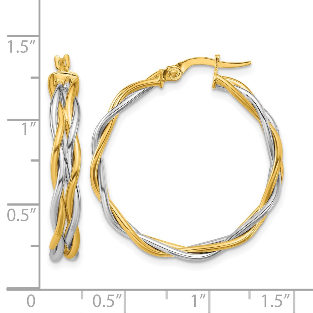 Polished Twisted Round Hoop Earrings - 3.08g