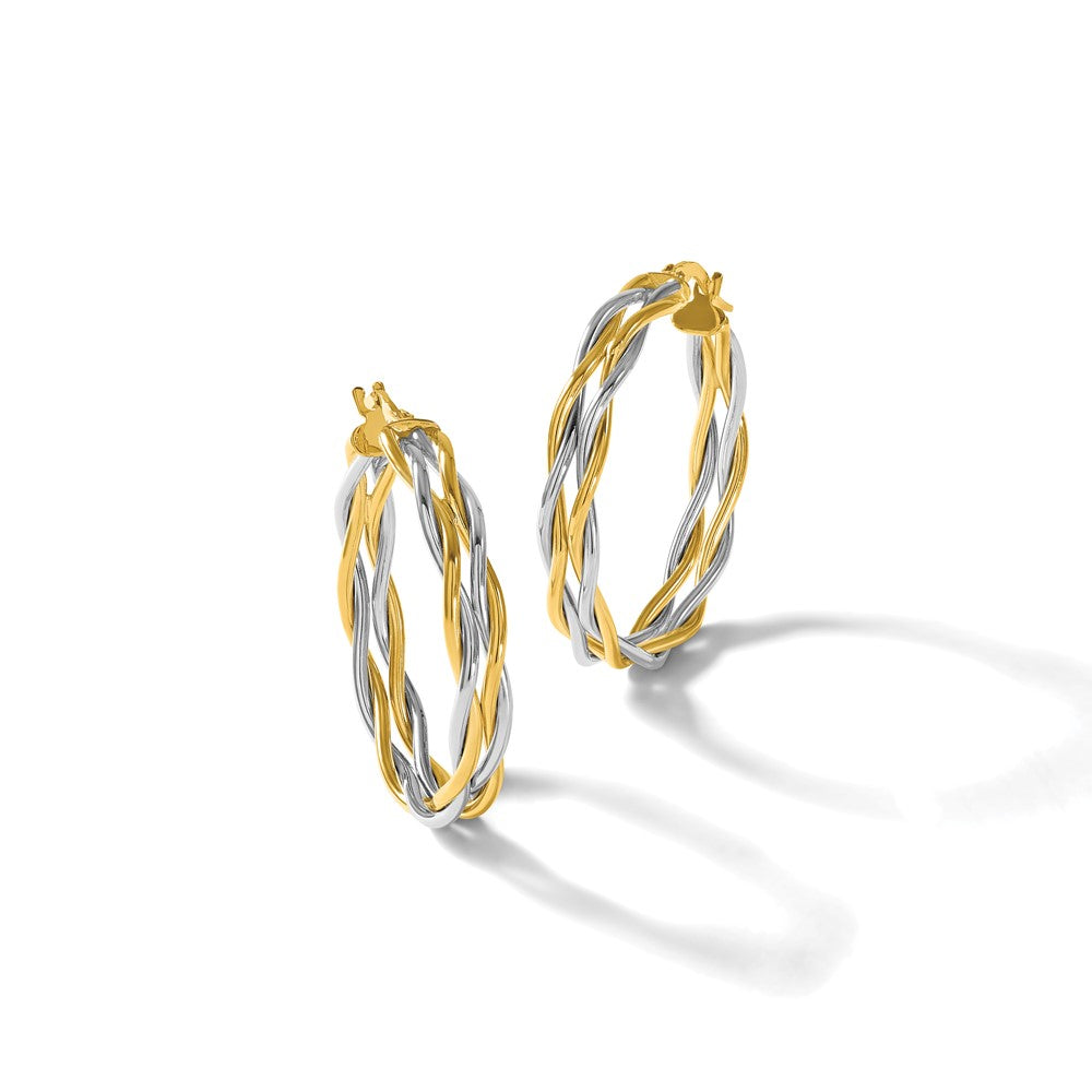 Polished Twisted Round Hoop Earrings - 3.08g