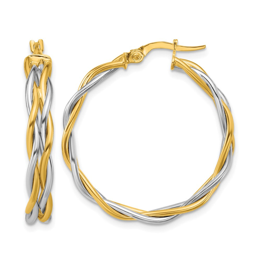 Polished Twisted Round Hoop Earrings - 3.08g