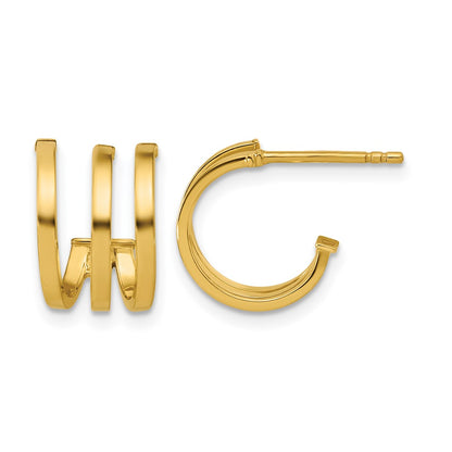 Polished 3-row Post J-hoop Earrings