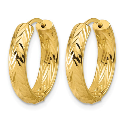 Polish/Dia-cut Hinged Hoop Earrings
