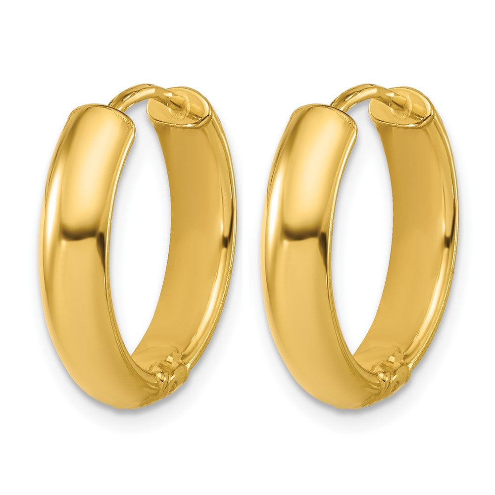 Polish/Dia-cut Hinged Hoop Earrings