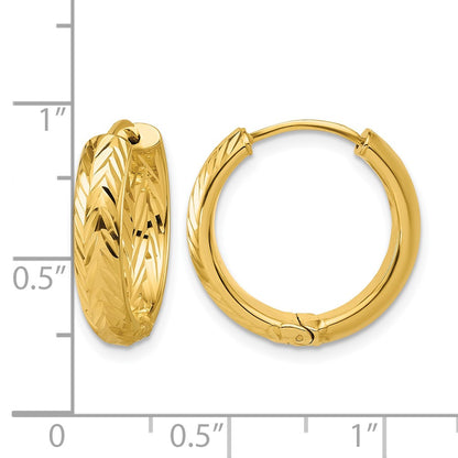 Polish/Dia-cut Hinged Hoop Earrings
