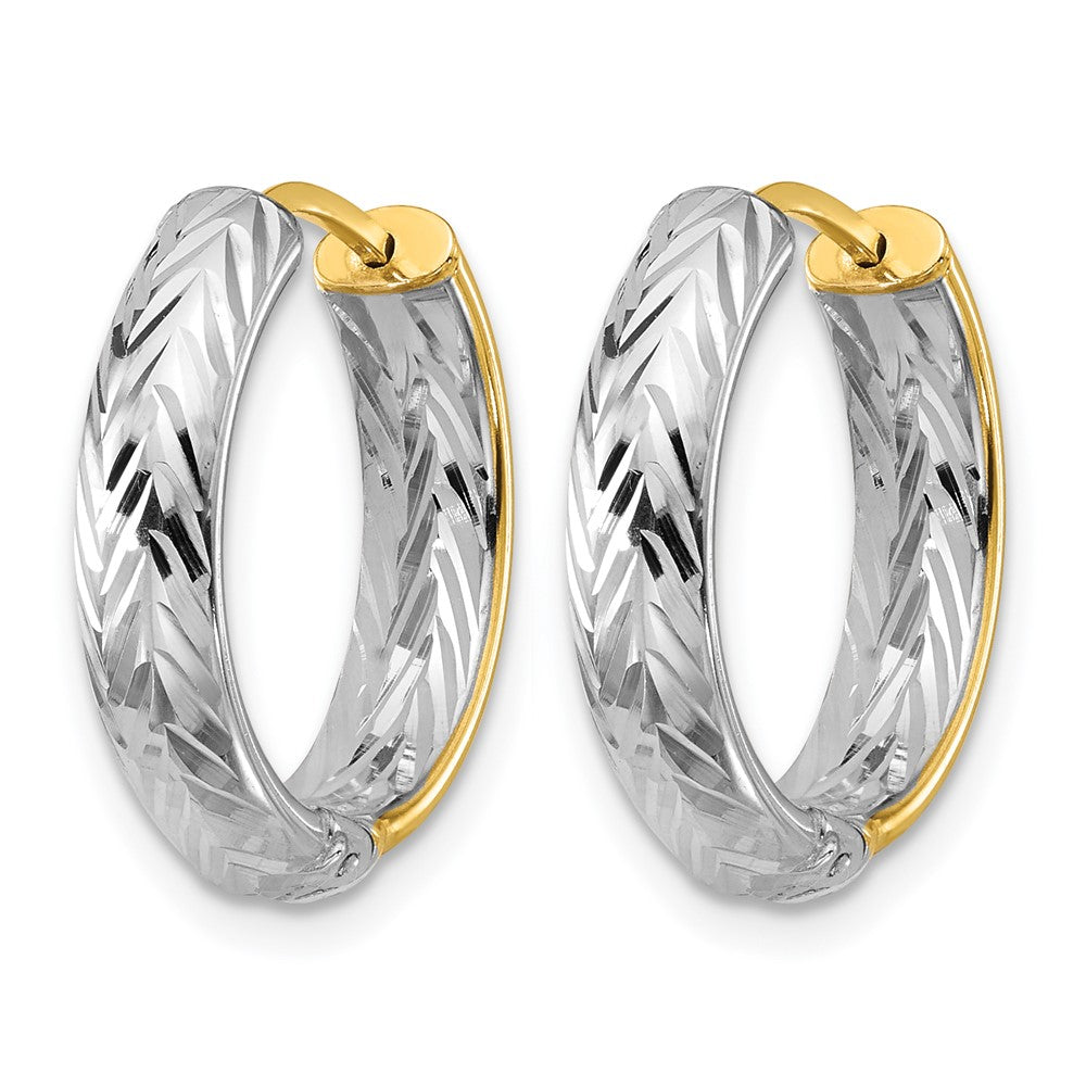 Polished/Dia-cut Hinged Hoop Earrings - 4.5mm