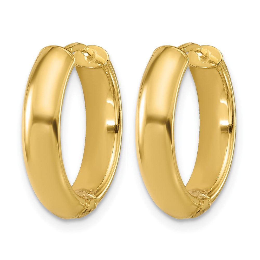 Polished/Dia-cut Hinged Hoop Earrings - 4.5mm