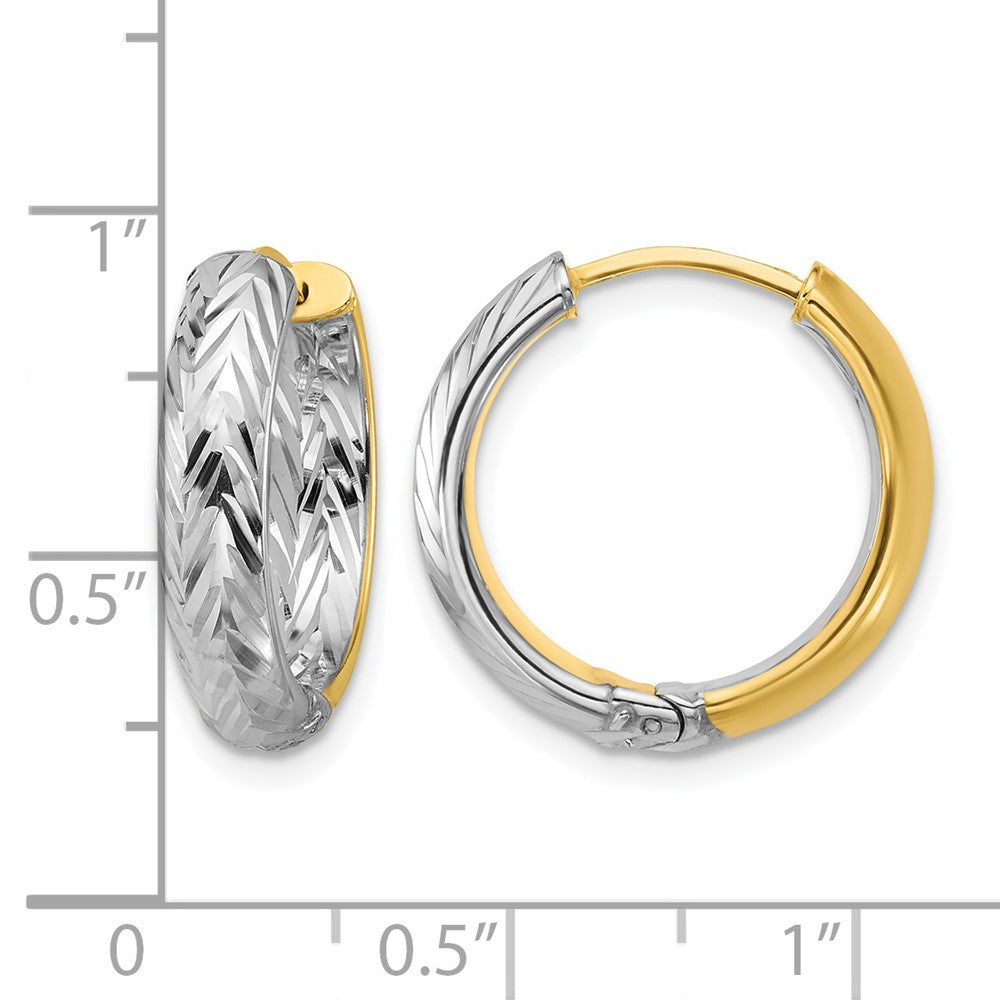 Polished/Dia-cut Hinged Hoop Earrings - 4.5mm