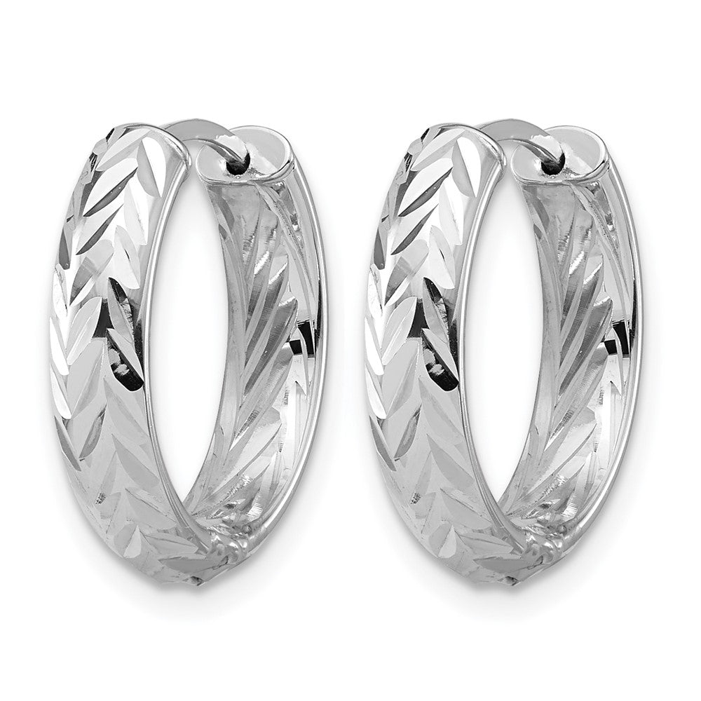 Polish/Dia-cut Hinged Hoop Earrings