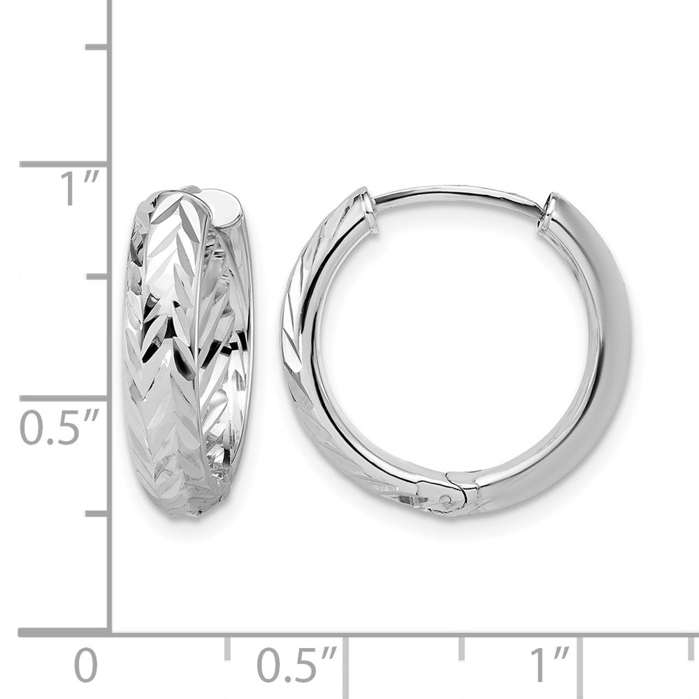 Polish/Dia-cut Hinged Hoop Earrings