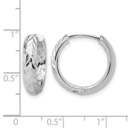 Polish/Dia-cut Hinged Hoop Earrings