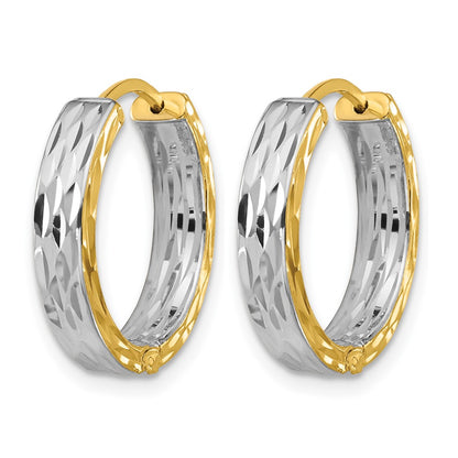 Polish/Dia-cut Square Tube Hinged Hoop Earrings