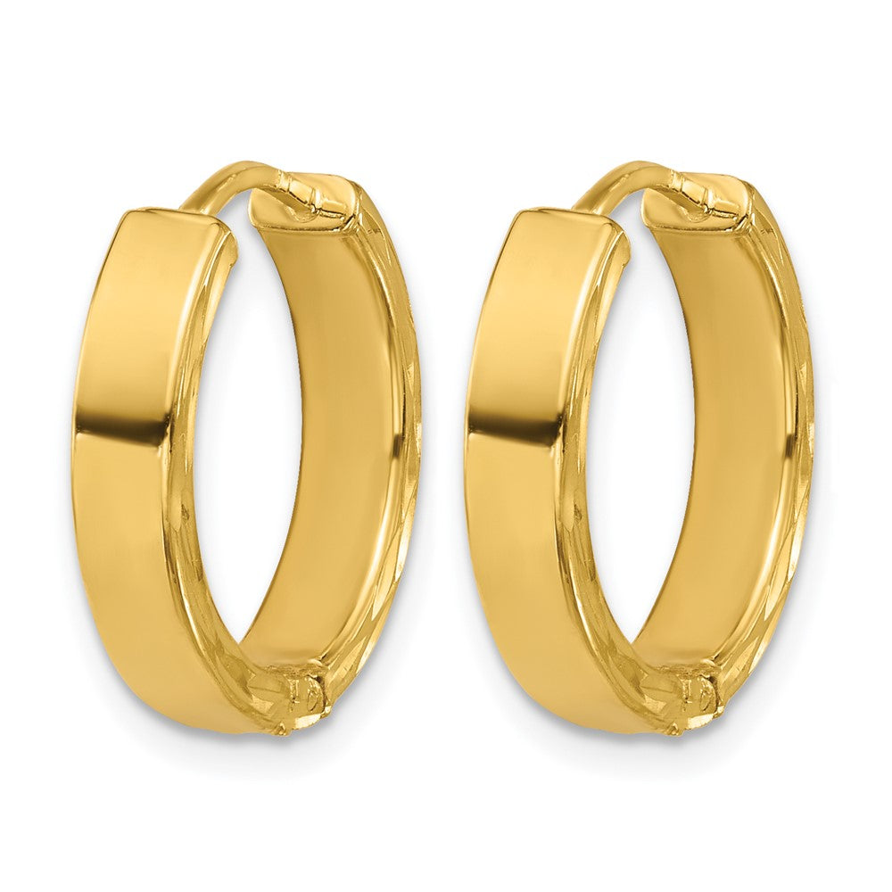Polish/Dia-cut Square Tube Hinged Hoop Earrings