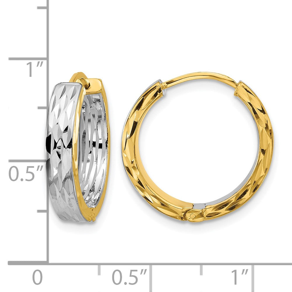 Polish/Dia-cut Square Tube Hinged Hoop Earrings