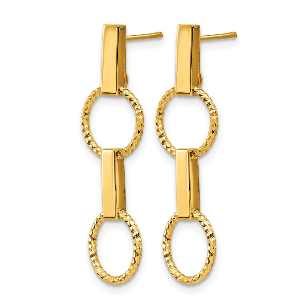 Polished and Diamond-cut Circle Dangle Post Earrings