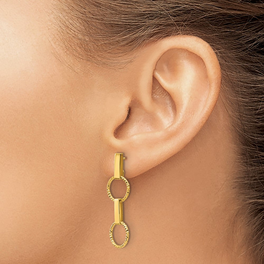 Polished and Diamond-cut Circle Dangle Post Earrings